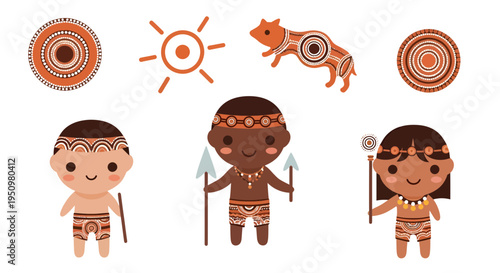 aboriginal people vector illustration, vector style graphic, cultural design, ethnic art