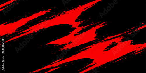 Abstract striking bloodstain red streaks dramatically slashed across the canvas. A bold, emotional statement.