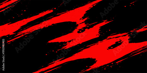 Abstract a striking artistic creation in bold red strokes against a deep black backdrop, a powerful composition evoking energy and motion.