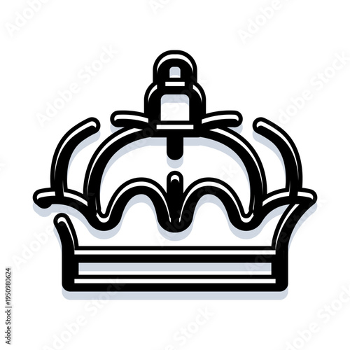 Crown icon representing leadership, power, and prestige, designed in a bold outline style with a subtle shadow effect, perfect for conveying concepts of achievement and distinction