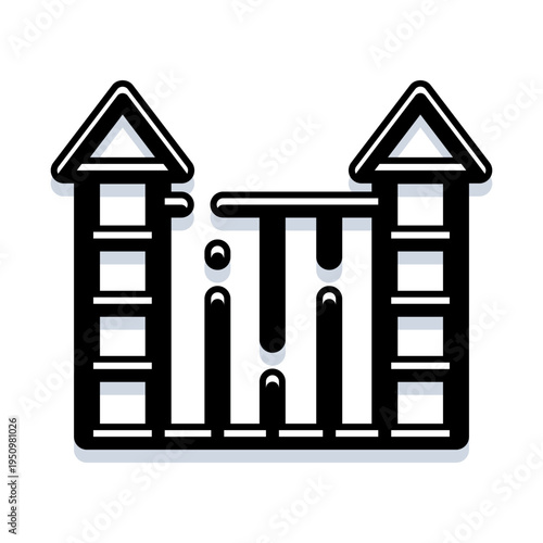 Castle building featuring two towers and fortified walls, visualizing concepts such as protection, security, heritage, defense, and architecture for digital design