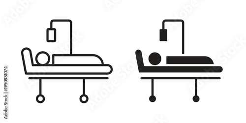 Hospitalized icon for web apps, mobile apps. Graphic element illustration
