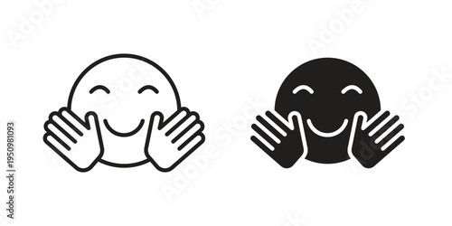 Hugging emoji icon for web apps, mobile apps. Graphic element illustration