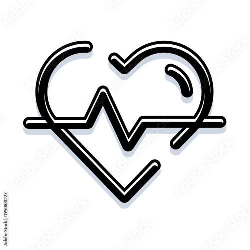 Heartbeat line forming a heart shaped cardiogram icon symbolizing pulse, cardiology care and wellness clean minimal ecg ekg lifeline graphic for medical and health concepts