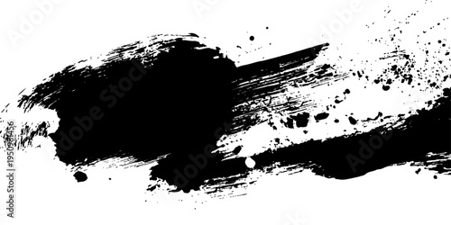 Abstract black paint strokes across a plain backdrop, capturing the raw energy of gestural art, perfect for adding a touch of bold creativity to your designs.