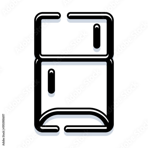 Refrigerator kitchen appliance icon with two compartments symbolizing cooling and food storage, representing home electronics and domestic convenience