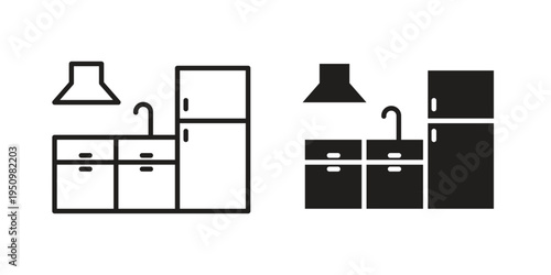 Kitchen cabinet icon for web apps, mobile apps. Graphic element illustration