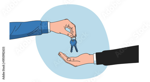 Hands exchanging keys symbolizing property transfer or ownership handover