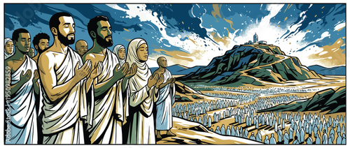 Pilgrims Gather Pray Mount Arafat a Spiritual Islamic Event