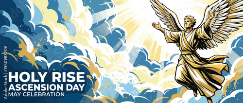 Holy Rise Ascension Day May Celebration Heavenly Sky Figure