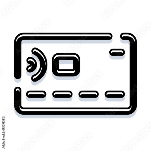 Credit card featuring a microchip and wireless signal icon, illustrating modern electronic payment methods, contactless transactions, and secure financial exchange for shopping and banking