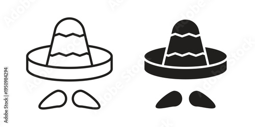 Mexican Hat icon for web apps, mobile apps. Graphic element illustration