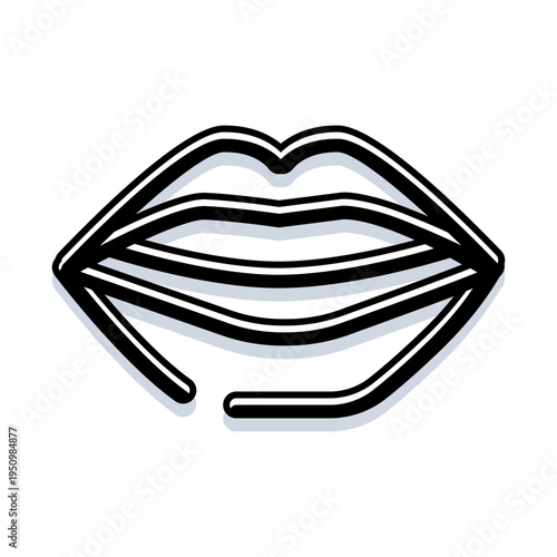 Lips line art illustration creating an iconic design, symbolizing beauty, expression, and cosmetic concepts with a clean, minimal graphic style and strong visual impact