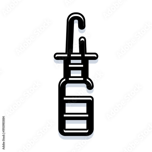 Ski lift gondola icon designed with a minimalist black and white style, featuring clean lines and a subtle shadow, ideal for illustrating winter sports, resorts, and transportation