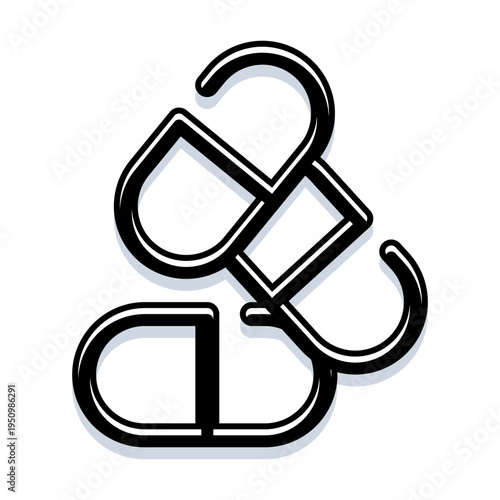 Ampersand symbol creating an elegant, intertwined design, representing connection and completeness with a clean black outline and soft shadow on a simple white background