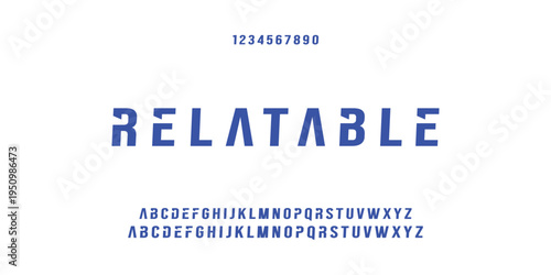 Digital modern alphabet font. Creative abstract urban, futuristic, fashion, sport, minimal technology typography.  Simple vector illustration with number