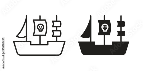 Pirate ship icon for web apps, mobile apps. Graphic element illustration