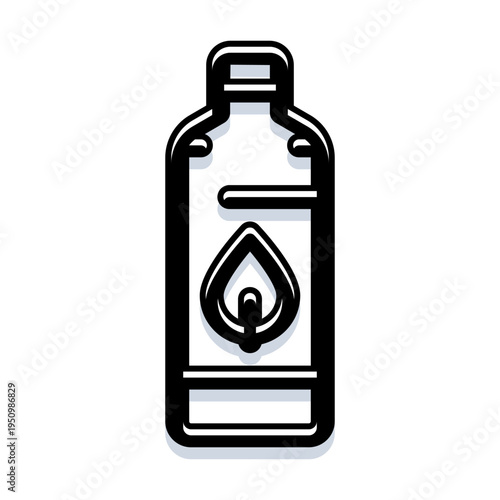 Gas bottle displaying a flame symbol, representing fuel, energy, and combustion concepts in a clear line art illustration suitable for various industrial and power related applications