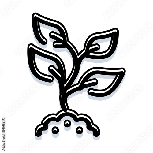 Young plant sprout with multiple leaves emerging from rich soil, symbolizing growth, new beginnings, sustainability, nurturing, and environmental revival for agriculture and gardening