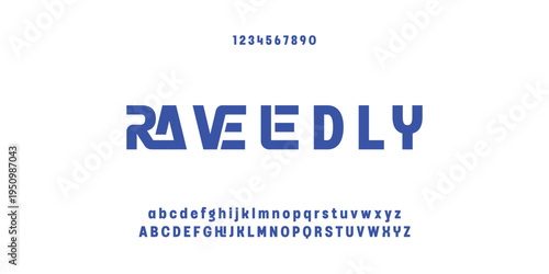 Digital modern alphabet font. Creative abstract urban, futuristic, fashion, sport, minimal technology typography.  Simple vector illustration with number