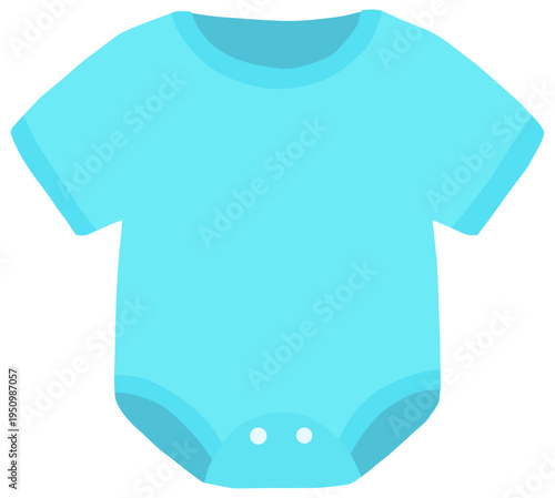 青色のベビー服のイラスト 半袖 ベクター素材