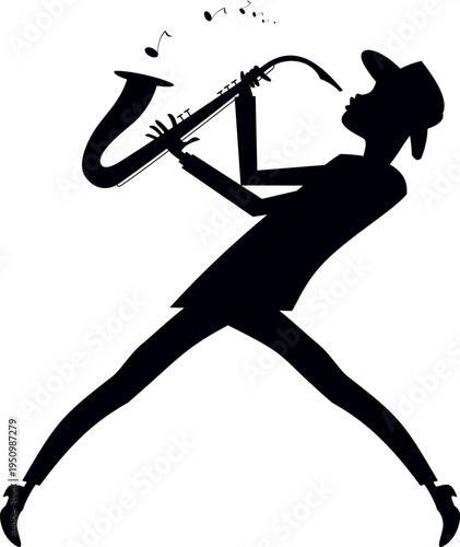 Musician playing saxophone. Original silhouette
