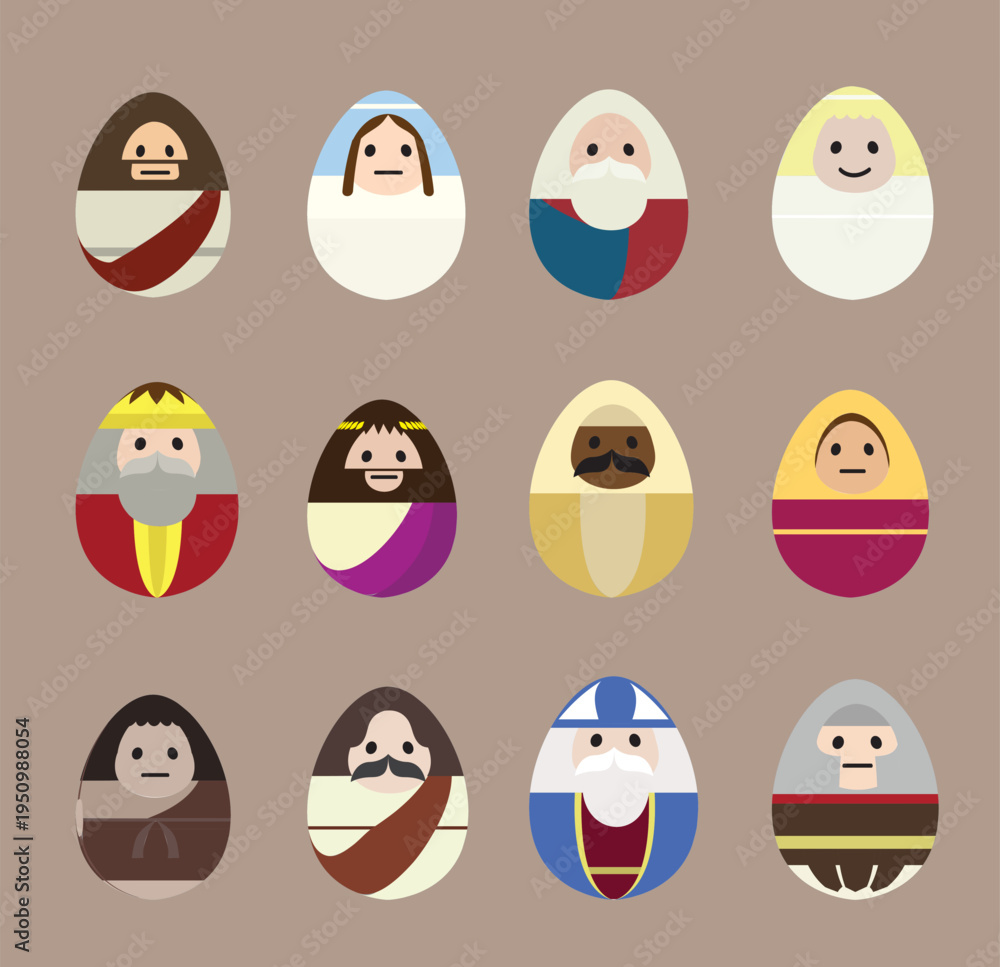 Naklejka premium Easter Egg Bible Character Collection