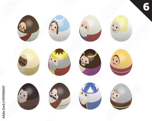 Colorful Easter Egg 3d Isometric Vector Collection Set 6 Bible Character