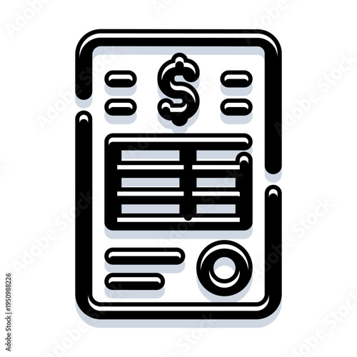 Financial document illustrating a bill or receipt, featuring a dollar currency symbol and various payment information, perfect for concepts like accounting, finance, and budgeting