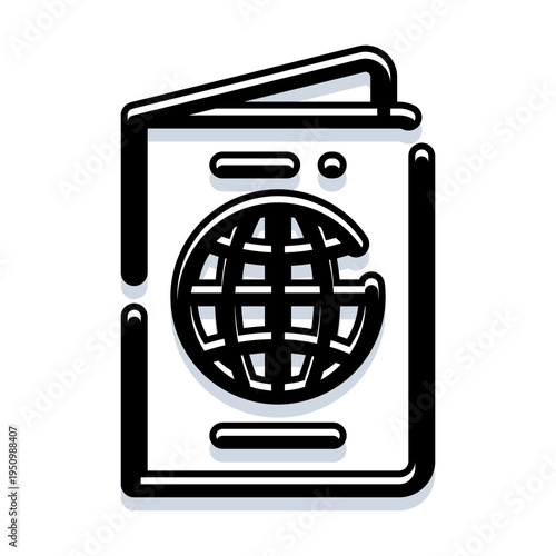 Passport document displaying a globe symbol, representing international travel, global identity, migration, and official identification for exploring diverse destinations