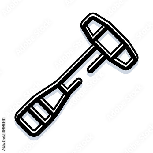 Medical reflex hammer diagnostic tool used during physical examinations to test deep tendon reflexes and check the nervous system's health, presented as a black outline illustration
