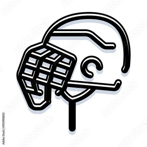 American football helmet design with facemask and ear protection, representing competitive sport, teamwork, energy, and athlete equipment as a graphic illustration