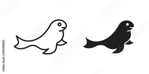 Sea lion icon for web apps, mobile apps. Graphic element illustration