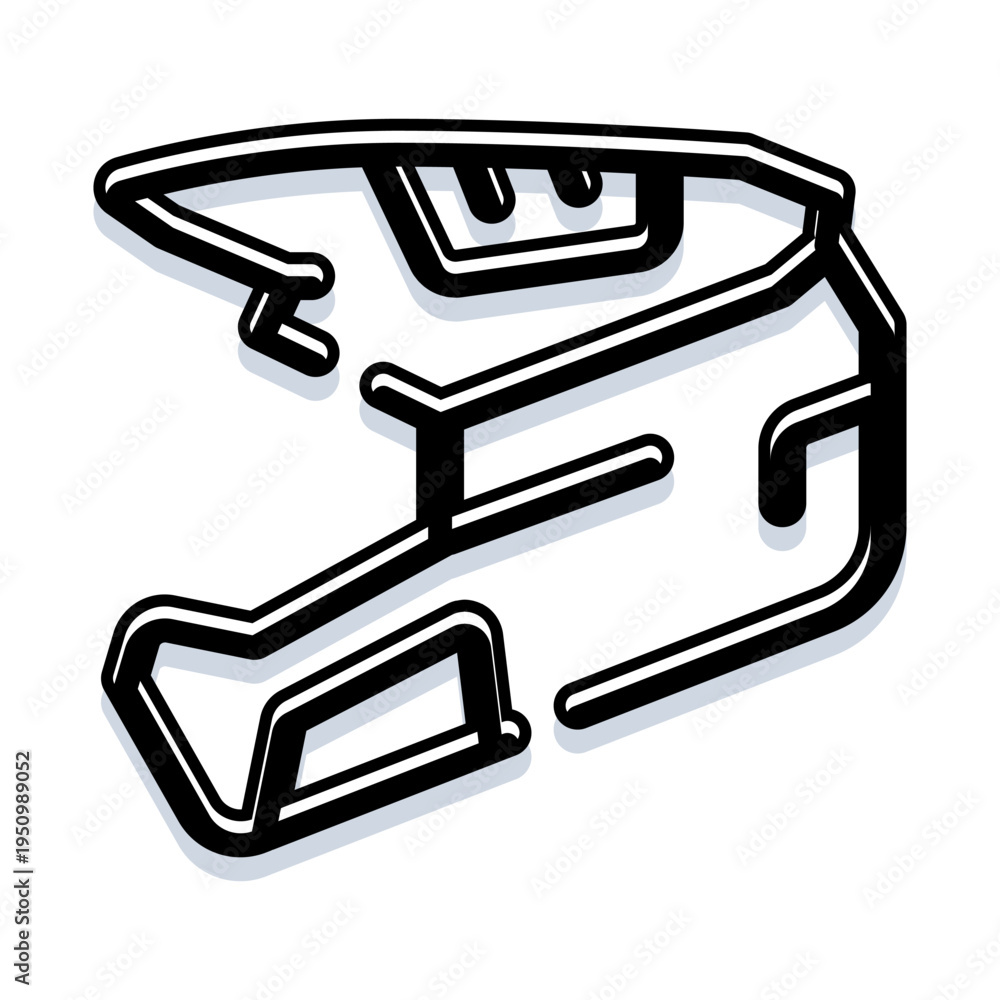 Fototapeta premium Riding sports helmet illustration highlighting streamlined, minimalist design for speed and safety in motorcycling, bike racing and extreme sports, vector line art icon