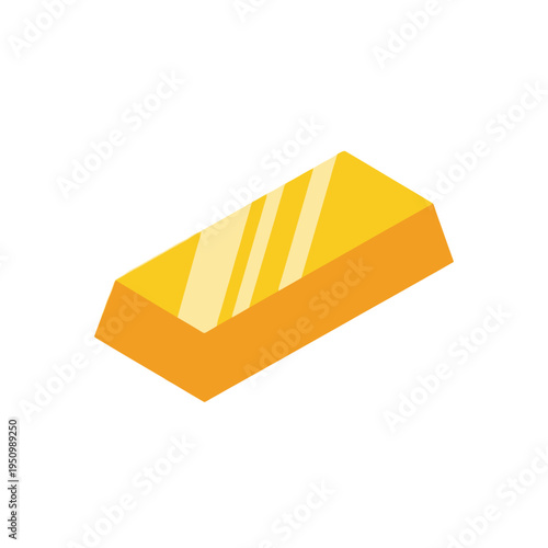 Isometric Gold Bar Vector Illustration - Flat Ingot Icon for Financial Investment, Banking, and Wealth Management Concepts Isolated on White Background