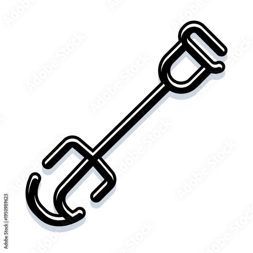 Dough hook mixer attachment featuring a sturdy metal design for kneading ingredients, symbolizing cooking, baking, food preparation, and kitchen utensils in a bold silhouette style