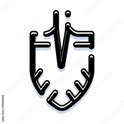 Abstract digital shield icon protecting data and network security, symbolizing cyber defense, internet privacy, and sensitive information protection in a flat, modern style