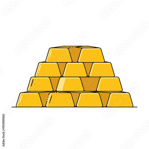 Stacked Gold Bars Bullion Illustration, Financial Wealth and Investment Concept Vector