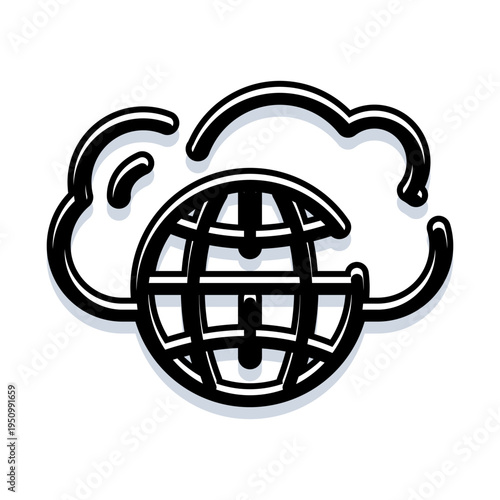 Global grid representing worldwide internet connectivity and data storage, illustrating concepts of synchronized cloud computing services and digital networks