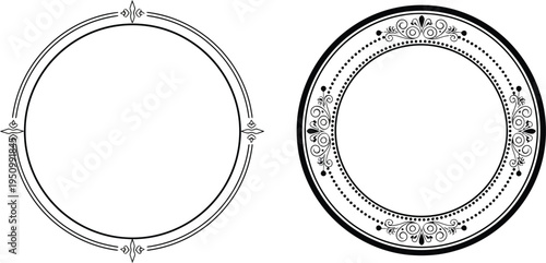 Set of 2 circular frame borders vector