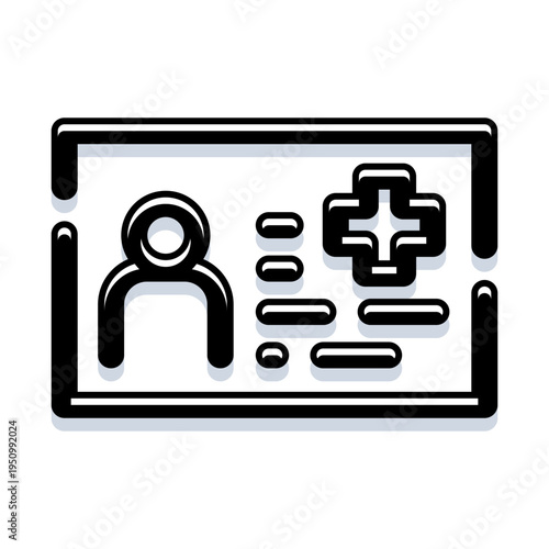 Medical identification card illustrating healthcare access, patient data, and health insurance information, providing essential details for emergency services and health system management