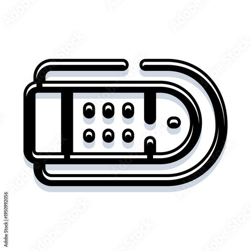 Binder clip icon presenting a common office supply for organizing and fastening documents, designed with a clean black and white outline style for various uses