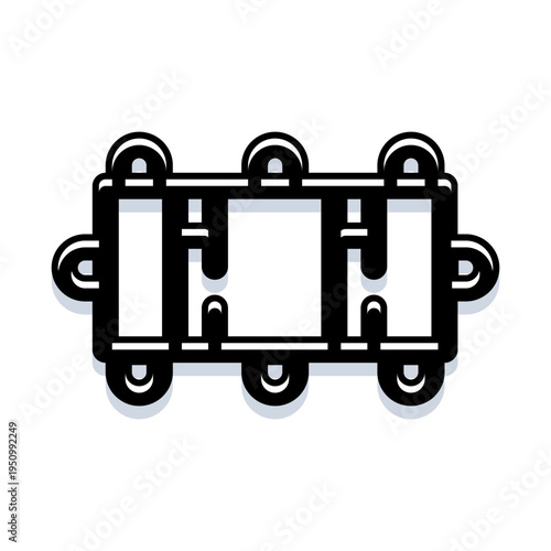 Abstract block object creating a balanced and repetitive minimal graphic structure with a distinct black outline and white fill, forming an engaging visual element for design