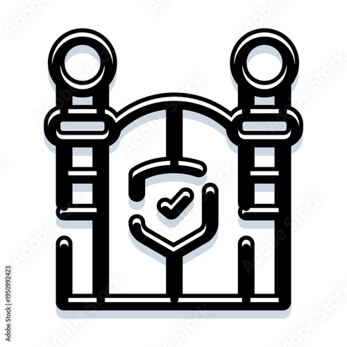 Gate providing security and protection, featuring a shield with a checkmark, symbolizing approved access, safety, and a reliable defense mechanism for privacy and secure entry systems
