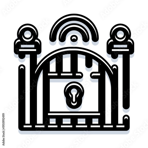 Smart gate icon depicting home security and access control with wireless internet of things technology, providing automated and modern protection for property