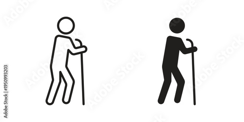 Walking stick icon for web apps, mobile apps. Graphic element illustration