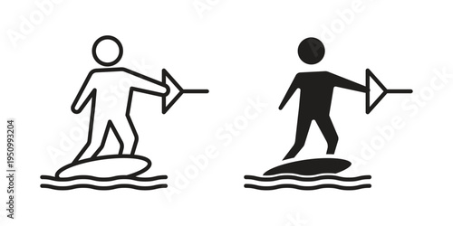 Wakeboarding icon for web apps, mobile apps. Graphic element illustration
