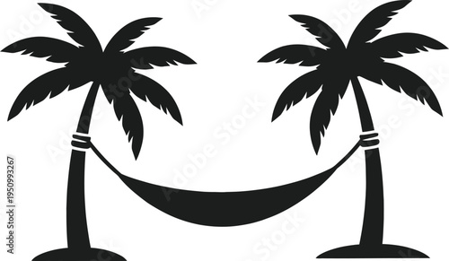 Vector illustration of hammock between two palm trees