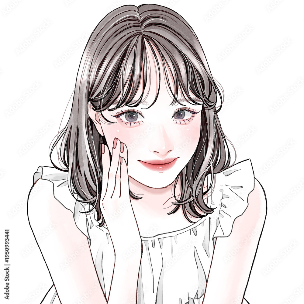 Fototapeta premium 頬に触れている女性