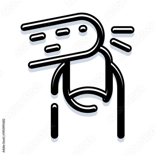 Stylized line art figure scratching neck or shoulder, indicating itchy skin, irritation or allergic reaction, minimal doodle icon conveying discomfort, rash or dermatology symptom